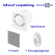 Pro-Design badkamer/toilet ventilator - TREKKOORD (KW125W) - Ø125mm - vlak GLAS - mat grijsthumbnail