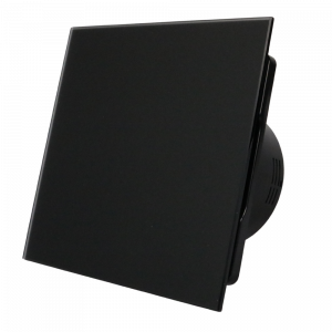 Whisper Pro-Design badkamerventilator - Ø100mm - met nalooptimer + vochtsensor - vlak glas - mat zwart - zwarte ventilator Whisper Pro-Design badkamerventilator - Ø100mm - met nalooptimer + vochtsensor - vlak glas - mat zwart - zwarte ventilator