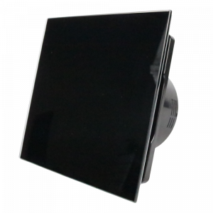 Whisper Pro-Design badkamerventilator - Ø100mm - met nalooptimer - vlak glas - glans zwart - zwarte ventilator Whisper Pro-Design badkamerventilator - Ø100mm - met nalooptimer - vlak glas - glans zwart - zwarte ventilator
