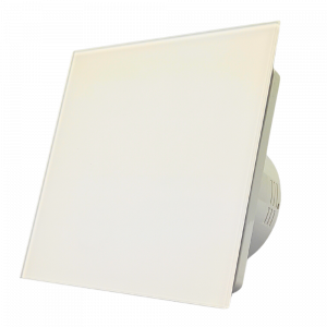 Whisper Pro-Design badkamerventilator - Ø100mm - met nalooptimer + vochtsensor - vlak glas - mat wit