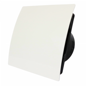 Whisper Pro-Design badkamerventilator - Ø125mm - aan/uit - gebogen kunststof - wit - zwarte ventilator Whisper Pro-Design badkamerventilator - Ø125mm - aan/uit - gebogen kunststof - wit - zwarte ventilator