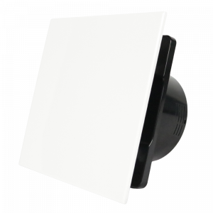Whisper Pro-Design badkamerventilator - Ø125mm - met nalooptimer + vochtsensor - vlak kunststof - wit - zwarte ventilator Whisper Pro-Design badkamerventilator - Ø125mm - met nalooptimer + vochtsensor - vlak kunststof - wit - zwarte ventilator