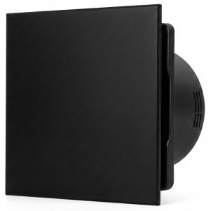Whisper Pro-Design badkamerventilator - Ø100mm - aan/uit - vlak kunststof - mat zwart - zwarte ventilator