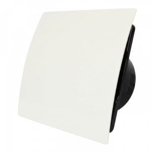 Whisper Pro-Design badkamerventilator - Ø125mm - met nalooptimer + vochtsensor - gebogen kunststof - wit - zwarte ventilator Whisper Pro-Design badkamerventilator - Ø125mm - met nalooptimer + vochtsensor - gebogen kunststof - wit - zwarte ventilator
