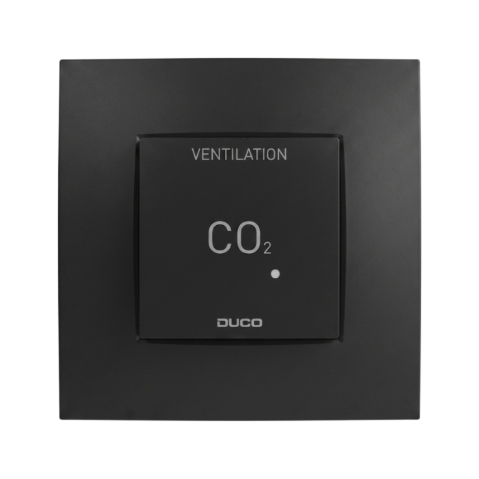 Duco CO2 ruimtesensor zonder RF-bediening 230V bedraad - Zwart Duco CO2 ruimtesensor zonder RF-bediening 230V bedraad - Zwart