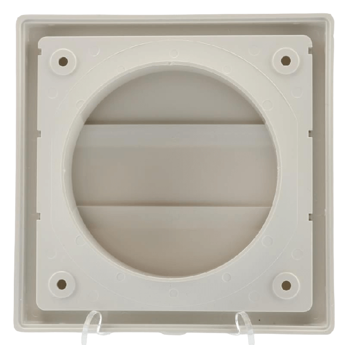 Kunststof overdrukrooster vierkant met aansluiting Ø100mm - WIT (150 x150mm)