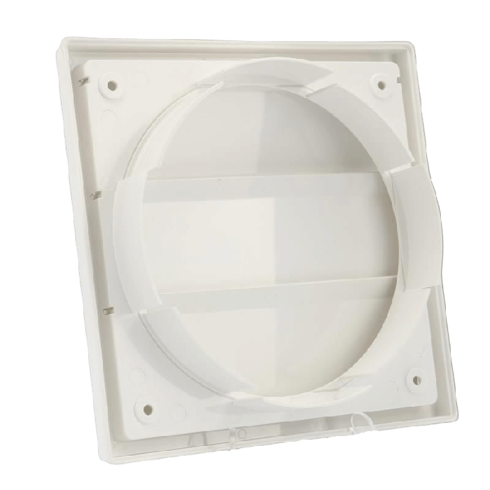 Kunststof overdrukrooster vierkant met aansluiting Ø150 & Ø160mm - WIT
