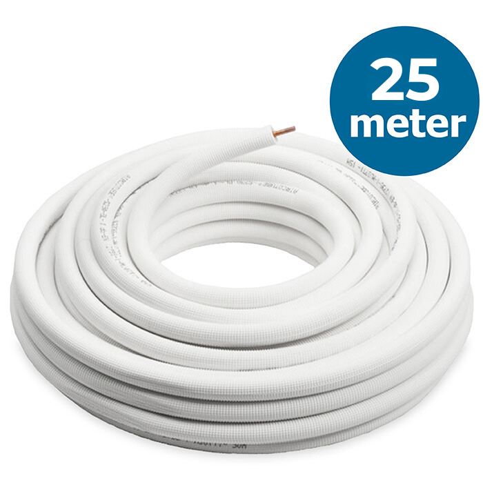 Koperen koelleiding, geïsoleerd (1/4 inch, lengte 25m)