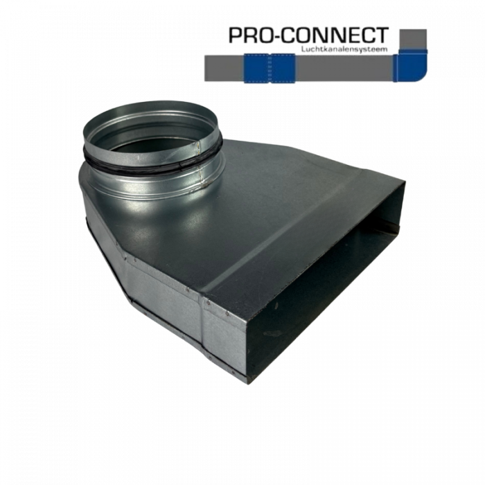  Lepelhoek 90º van rechthoekig 220 x 55mm naar rond Ø 125mm - Staal [Pro-C]