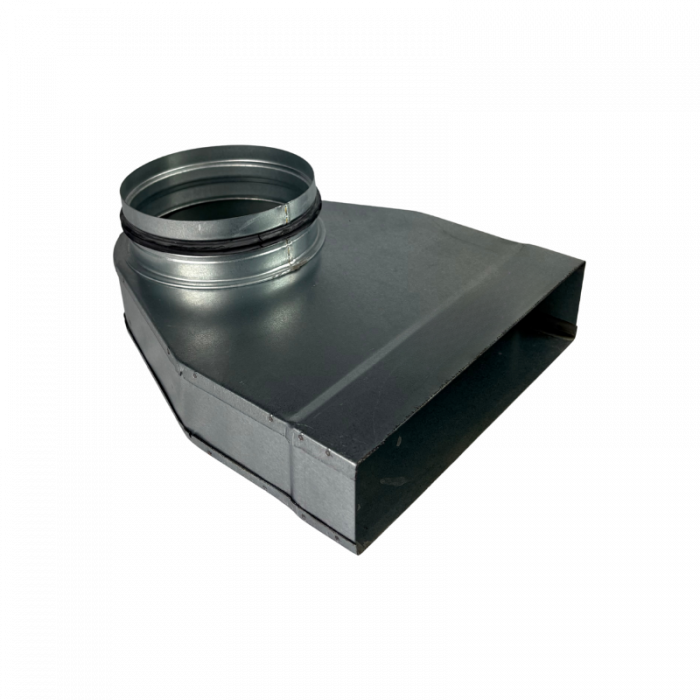  Lepelhoek 90º van rechthoekig 220 x 55mm naar rond Ø 125mm - Staal [Pro-C]