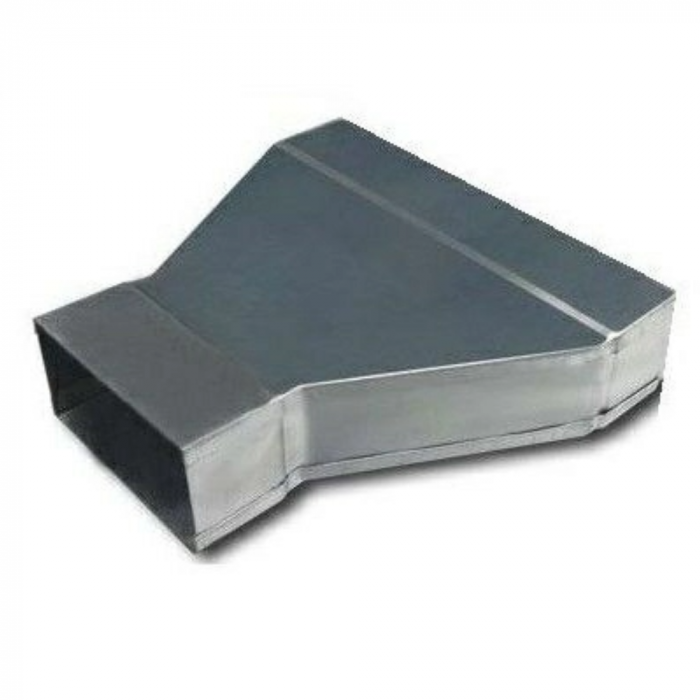 Verloopstuk van rechthoekig 200 x 40mm naar 100 x 40mm