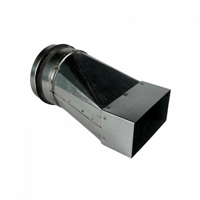 Verloopstuk Asymmetrisch rechthoekig 110 x 55mm naar rond Ø 100mm - Staal [Pro-C]