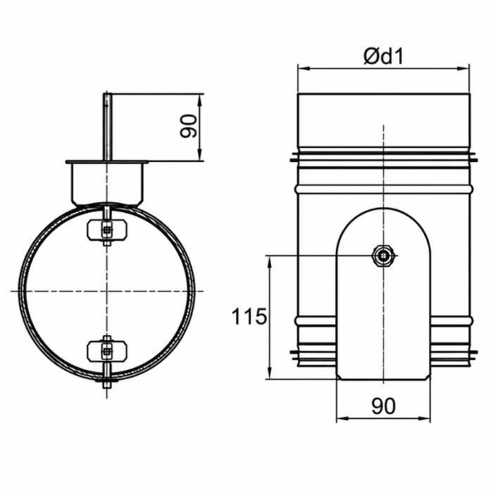 Regelklep Ø 355mm met motorstoel voor montage servomotor - luchtdicht - met afdichtingsrubber Regelklep Ø 355mm met motorstoel voor montage servomotor - luchtdicht - met afdichtingsrubber
