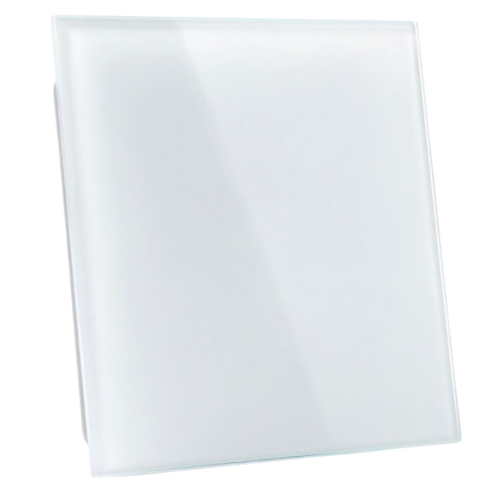 Whisper pro-design badkamer ventilator - Ø100mm - met nalooptimer en vochtsensor - vlak glas - mat wit