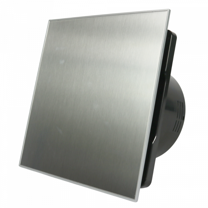 Whisper Pro-Design badkamerventilator - Ø100mm - aan/uit - RVS vlak - zwarte ventilator Whisper Pro-Design badkamerventilator - Ø100mm - aan/uit - RVS vlak - zwarte ventilator