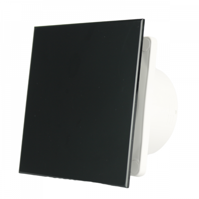 Whisper Pro-Design badkamerventilator - Ø100mm - met nalooptimer + vochtsensor - vlak kunststof - mat zwart