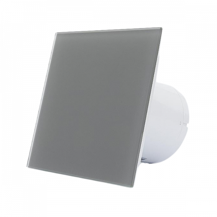 Whisper Pro-Design badkamerventilator - Ø125mm - aan/uit - vlak glas - mat grijs Whisper Pro-Design badkamerventilator - Ø125mm - aan/uit - vlak glas - mat grijs
