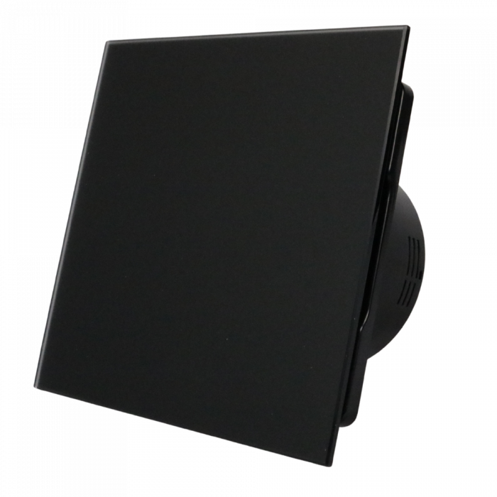 Whisper Pro-Design badkamerventilator - Ø125mm - met nalooptimer - vlak glas - mat zwart - zwarte ventilator Whisper Pro-Design badkamerventilator - Ø125mm - met nalooptimer - vlak glas - mat zwart - zwarte ventilator