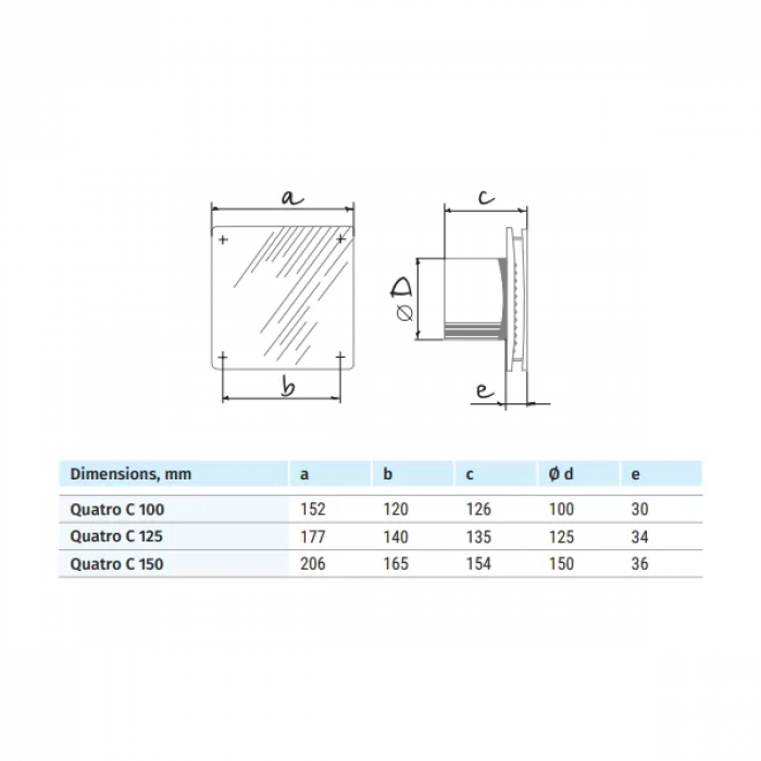 Blauberg Quatro C badkamer ventilator - Ø 150mm - STANDAARD