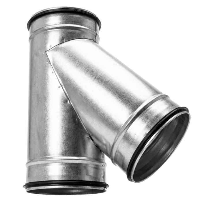 T-stuk 45º met rubberdichting Ø 200mm - Ø 200mm - Ø 200mm