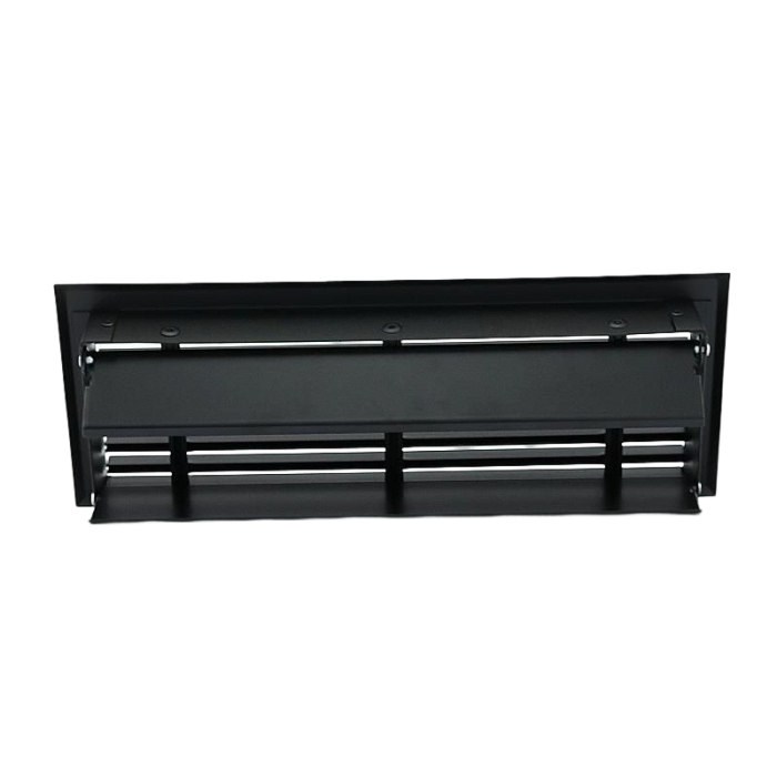 Vloerrooster met volumeregelaar - 305x102mm - poederstructuur - staal - zwart - RAL9005 