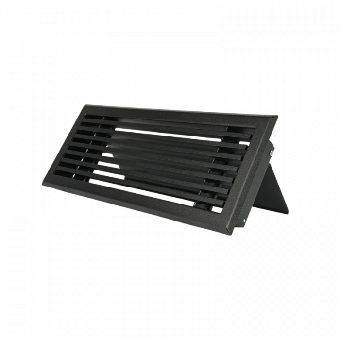 Vloerrooster met volumeregelaar - 305x102mm - poederstructuur - staal - zwart - RAL9005 