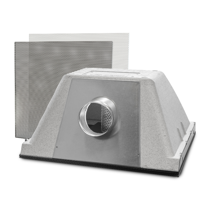 "EasyPlenum" voor LUCHTTOEVOER- aansluiting 125mm - met geperforeerd rooster