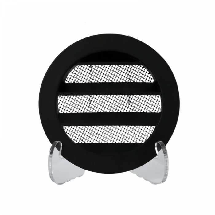Rond buitenluchtrooster Ø 80mm aluminium met fijnmazig gaas - ZWART 