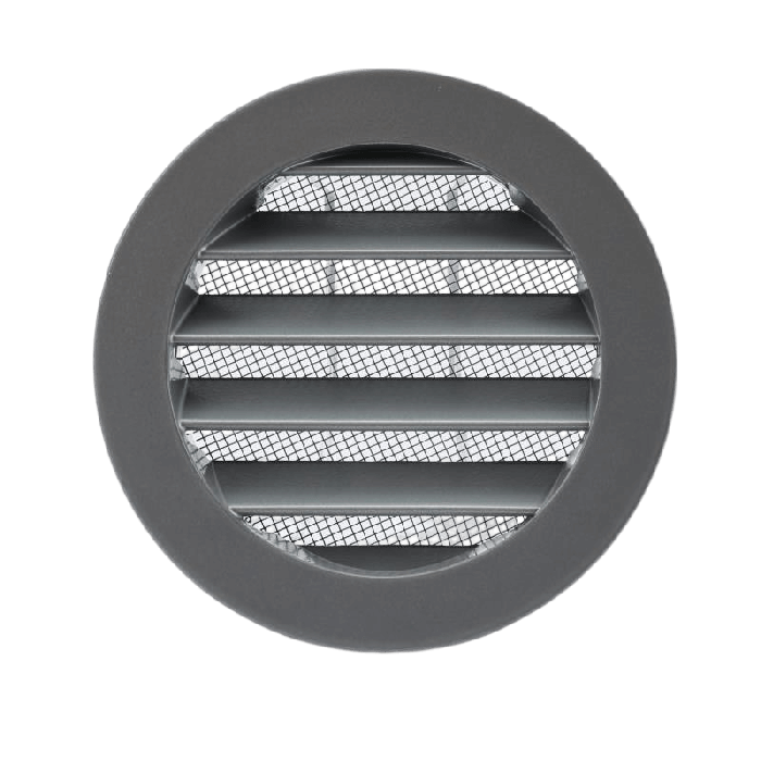 Rond buitenluchtrooster Ø 100mm aluminium met fijnmazig muggengaas 