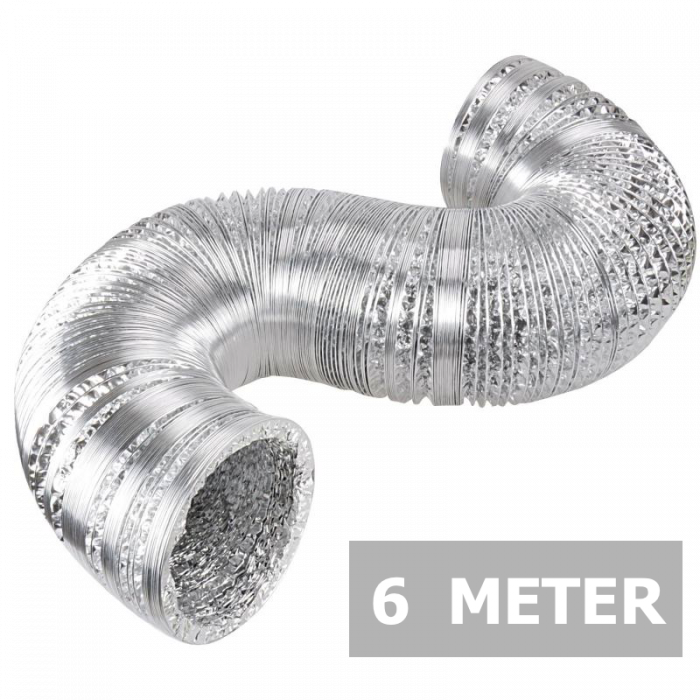 6 Meter Flexibele Ventilatieslang Diameter 150 mm (Ongeisoleerd