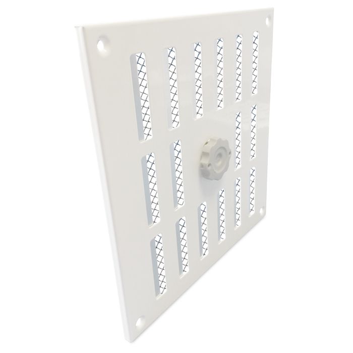 Aluminium afsluitbaar schuifrooster opbouw 250 x 250mm - WIT