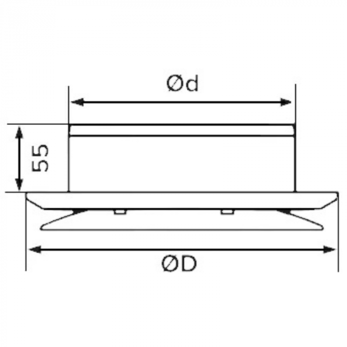 Verstelbaar kunststof ventilatierooster met flens Ø125mm - wit - TOEVOER