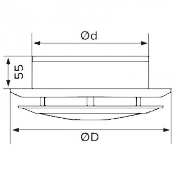 Verstelbaar kunststof ventilatierooster met flens Ø125mm - wit - AFVOER