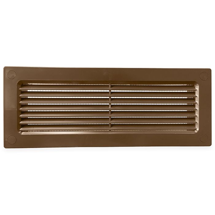 Kunststof gevelklep (buiten toepassing) voor kanaal 204 x 60mm - BRUIN Kunststof gevelklep (buiten toepassing) voor kanaal 204 x 60mm - BRUIN