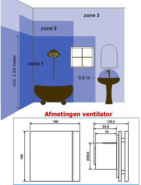 Badkamerventilator Soler & Palau Silent Design (100CZ-12V) - Ø 100mm - 12 VOLT