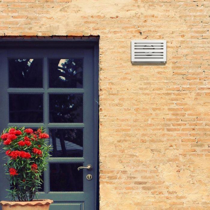 Design gevelkap PREMIUM LINE -BETA- Ø 125mm met grofmazig gaas - WIT RAL9010