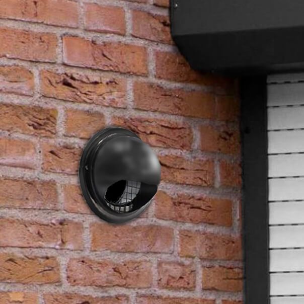 Bolrooster ZWART Ø 150mm met grofmazig gaas - hoge doorlaat