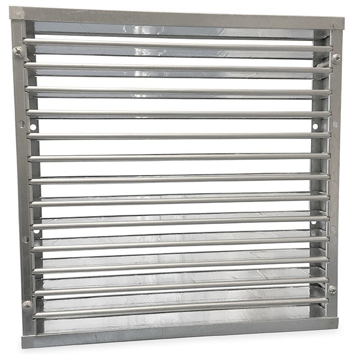 Brandwerend vierkant lamellenrooster 300 x 300mm - High Performance (vloer/buitenmuur toepassing) Brandwerend vierkant lamellenrooster 300 x 300mm - High Performance (vloer/buitenmuur toepassing)