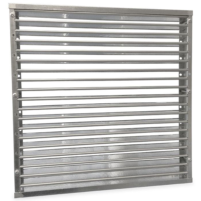 Brandwerend vierkant lamellenrooster 400 x 400mm - High Performance (vloer/buitenmuur toepassing) Brandwerend vierkant lamellenrooster 400 x 400mm - High Performance (vloer/buitenmuur toepassing)