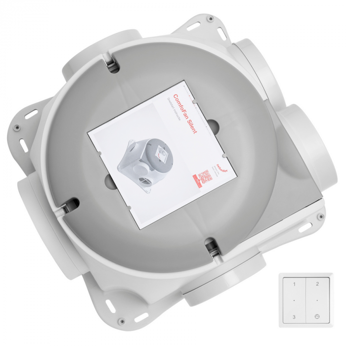 Zehnder Woonhuisventilator ComfoFan Silent 460 m3/h met vochtsensor (Randaarde) + RFZ zender Zehnder Woonhuisventilator ComfoFan Silent 460 m3/h met vochtsensor (Randaarde) + RFZ zender