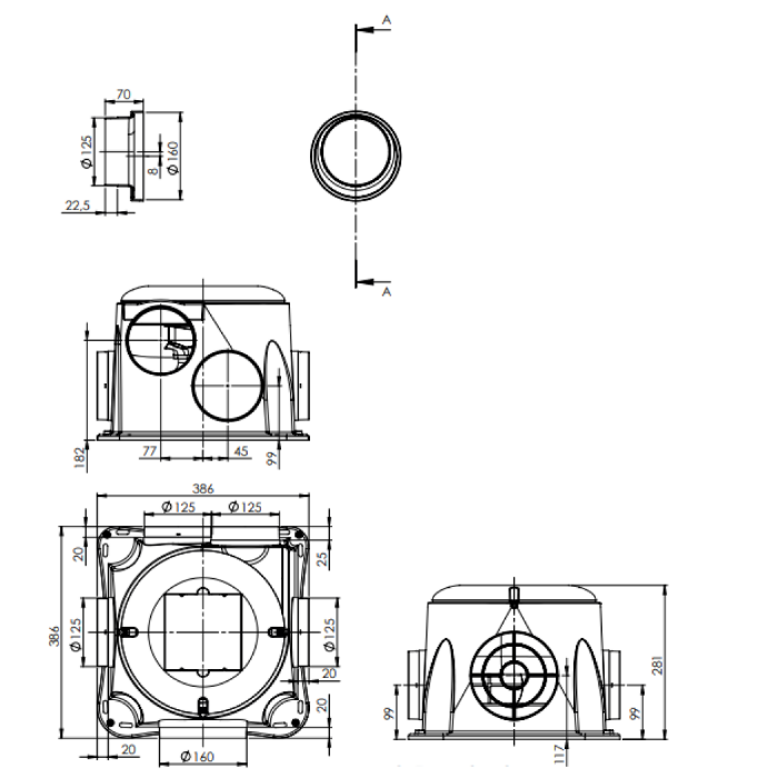 Zehnder Comfofan Silent 460 m3/h met vochtsensor - Set incl. RFZ zender & 4 luchtventielen (Randaarde)