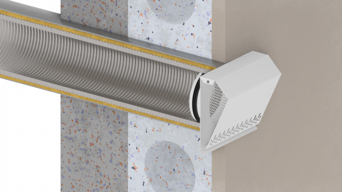 Whisper Luxe Design Gevelkap 100mm - TOEVOER - RVS