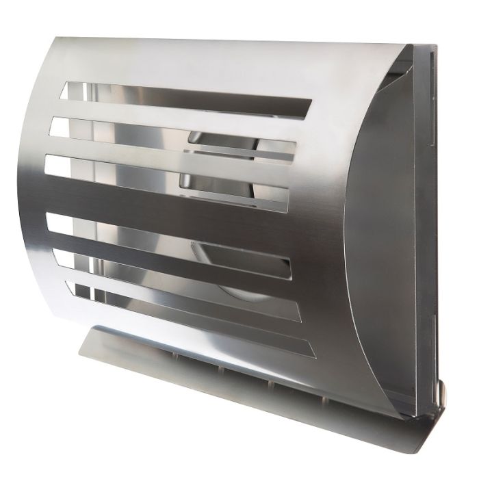 Design gevelkap PREMIUM LINE -DELTA- Ø 125mm met grofmazig gaas - RVS