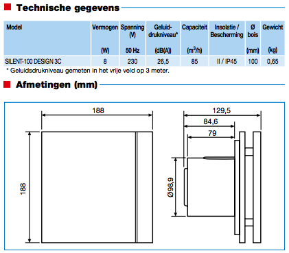 Design badkamerventilator Soler & Palau Silent (100CRZ) - Ø 100mm - MET TIMER