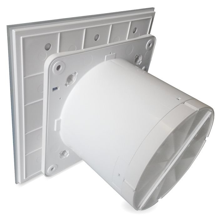 Pro-Design badkamer/toilet ventilator - TREKKOORD (KW125W) - Ø125mm - vlak GLAS - mat grijs