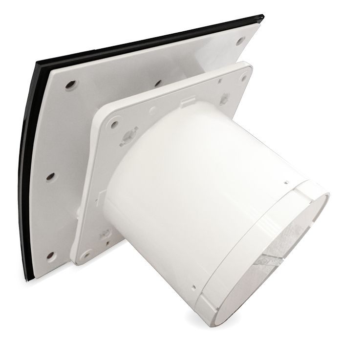 Pro-Design badkamer/toilet ventilator - STANDAARD (KW100) - Ø100mm - gebogen GLAS - mat zwart