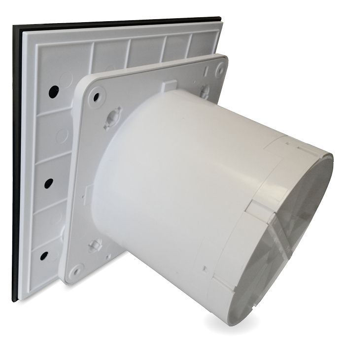 Pro-Design badkamer/toilet ventilator - STANDAARD (KW100) - Ø100mm - vlak GLAS - mat zwart