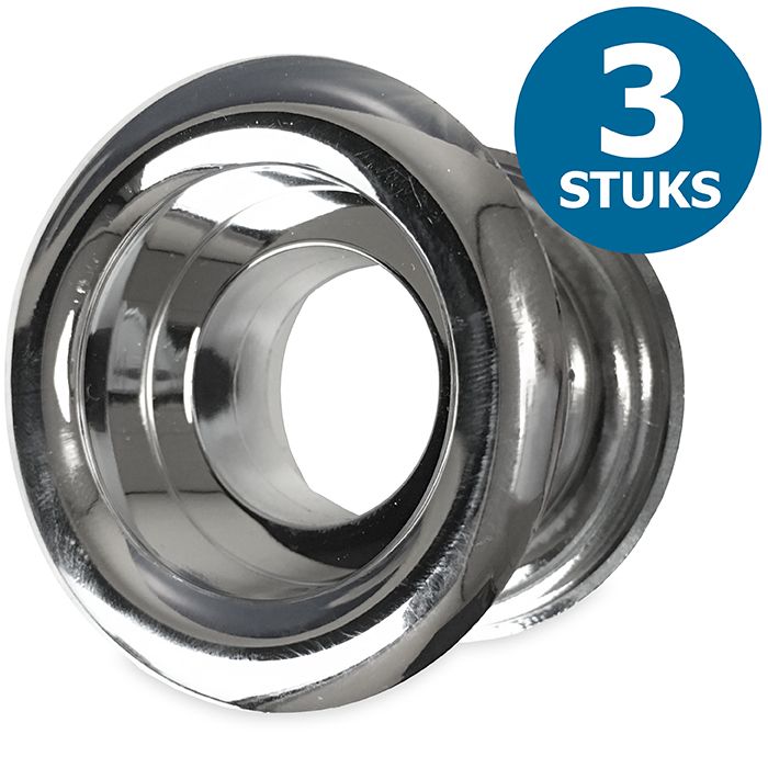 Ronde deurroosters Ø40mm - kunststof chrome - set van 3 stuks