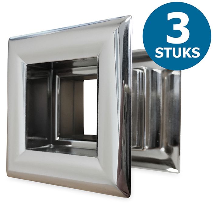 Vierkante deurroosters 29 x 29mm - kunststof chrome - set van 3 stuks