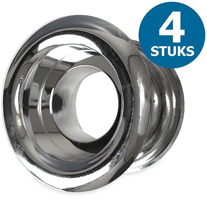 Ronde deurroosters Ø40mm - kunststof chrome - set van 4 stuks